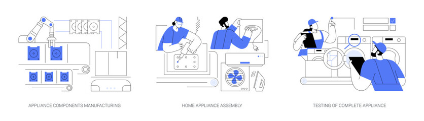 Home appliance manufacturing abstract concept vector illustrations.