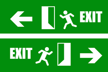 Emergency fire exit sign icon vector ilustratration.