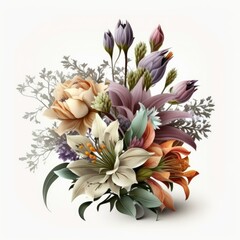 Obraz na płótnie Canvas flower Bouquet isolated on white. ai generated