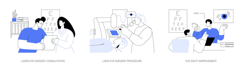 LASIK surgery abstract concept vector illustrations.