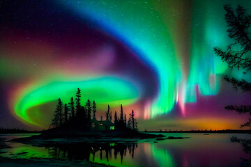 Awe Inspiring Northern Lights.  Generative AI.
