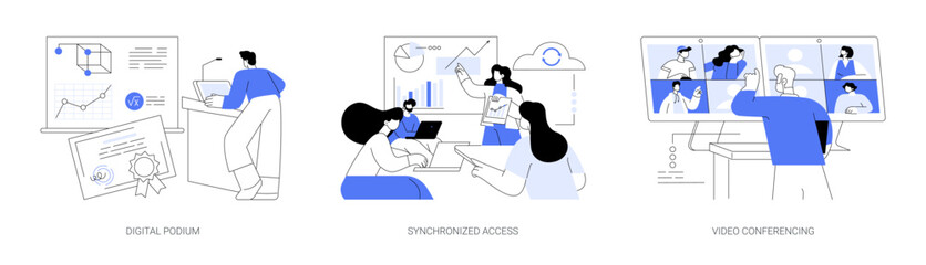 Modern technology in education abstract concept vector illustrations.