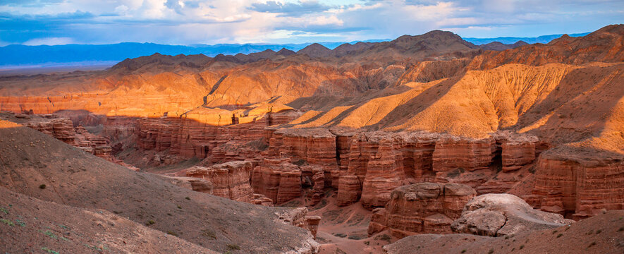 Natural unusual landscape red canyon of unusual beauty is similar to the Martian landscape, the Charyn canyon