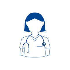 Doctor flat line , white and blue icon , illustrator on white background