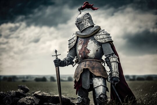  Fearless Fighters of the Medieval Knight of Europe on the Battlefield Generative AI	
