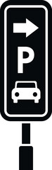 Paid parking direction icon simple vector. Car garage. Street payment