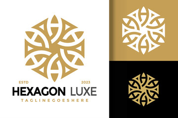 Fototapeta premium Vector Luxury Hexagonal Flower Ornamental Unique Logo