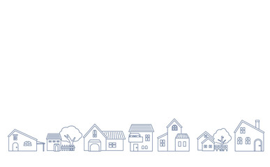 線画の住宅街のイラスト