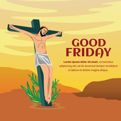 social media post illustration of jesus on cross with good friday.
