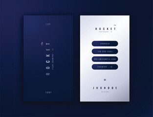 Stylish Blue Vertical Business Card Template with Modern Metallic Accents - Editable Vector Design