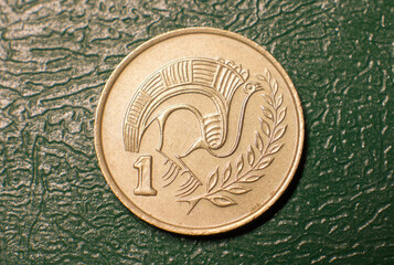 Reverse coin Cyprus 1 cent, 1985-1990.