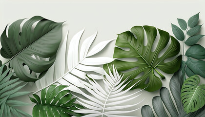 Collection of white tropical leaves