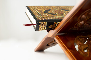 Quran book on the table for background and copy space