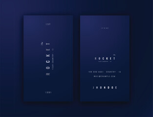 Stylish Blue Vertical Business Card Template with Modern Metallic Accents - Editable Vector Design
