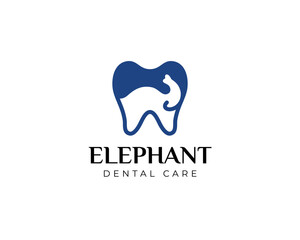 Elephant Head Inside Tooth Dental Care Logo I