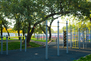 Sports ground with exercise equipment