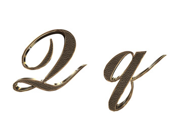 3d render Gold lowercase And uppercase Letters