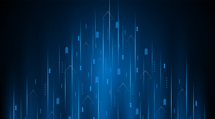 Abstract up arrow on dark blue background. Business growth or investment ideas. blue arrow technology background

