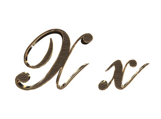 3d render Gold lowercase And uppercase Letters