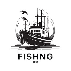 Fishing boat logo design image for Sea transportation and barge boat logo vector