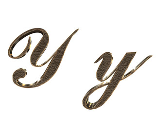 3d render Gold lowercase And uppercase Letters