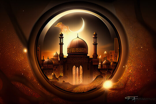Ramadan  Festive Celebrations.  Ramazan Holy Prayers. Generative AI
