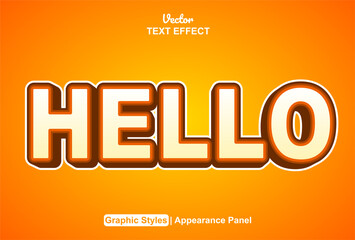 hello text effect with graphic style and editable.
