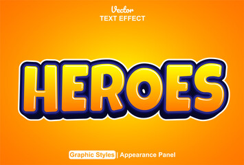 heroes text effect with graphic style and editable.