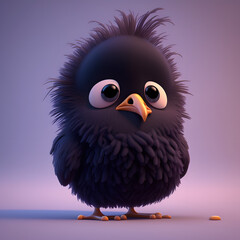 Cute cartoon of a Flightless bird Character on Pixar style 3D