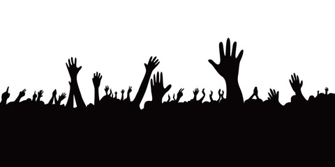 audience concert silhouette. people crowd in festival icon, sign and symbol.