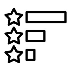 Rating icon to see customer satisfaction by giving a review of stars with a number bar