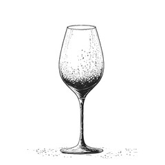 Vector vintage illustration with hand drawn champagne flute. Elements isolated on white for bar menu. Black and white.