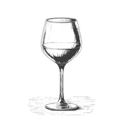 Vector illustration of a wine glass. Engraving technique. Vintage and hand drawn