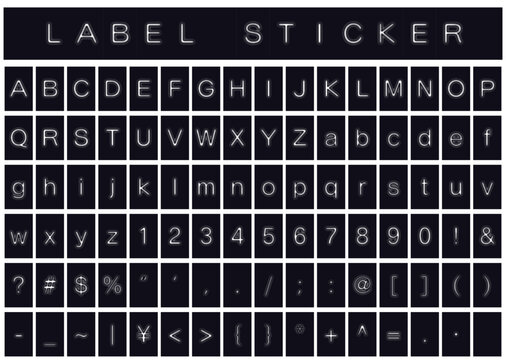 ラベルライターで打ったテープのエンボス文字セット