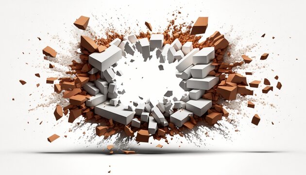 arri&egrave;re plan abstrait, fond graphique, fa&ccedil;on explosions d'un mur de brique, art digital, IA g&eacute;n&eacute;rative