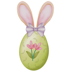 Ester egg with purple bunny ear decorative 