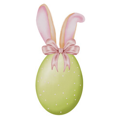 Ester egg with pink bunny ear watercolours 