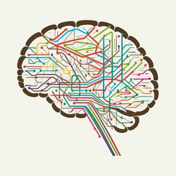 le cerveau est un plan de m&eacute;tro avec ramifications complexes. illustration 2d