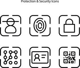 Cyber security vector line icon set. Privacy and internet protection icon collection. Computer and smartphone network security symbols.