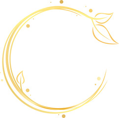 circular vector golden pattern with leaves and branches