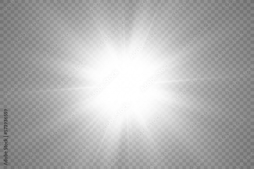 Poster special lens flash, light effect. the flash flashes rays and searchlight. illust.white glowing light