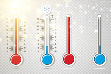 
Illustration of a thermometer for measuring climatic conditions. Thermometers for heat and cold.
