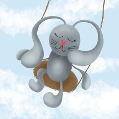 Cute fluffy characters. Beautiful balloons with a muzzle. Nice baby characters.