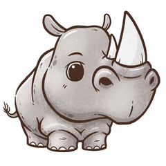 Vector illustration of Cartoon rhino, Wild animals