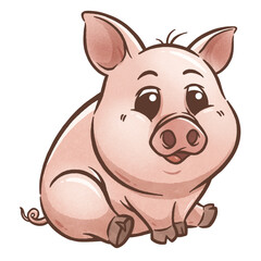 Vector illustration of cartoon pig, Animal farm