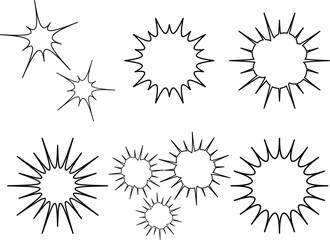 爆発のエフェクト6種セット　線画