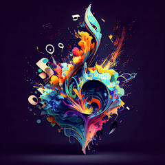 Obraz premium Abstract 3d composition of musical symbols on blright background
