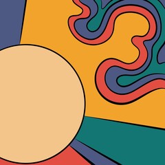 Bright abstract background. Bright colors on the background.Bright background with lines and shapes. Retro hippie backgrounds