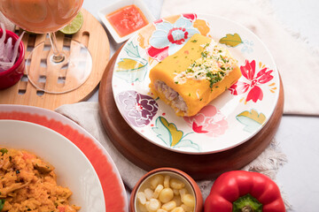 Causa de pescado Sea food ceviche Assorted food plates Peru traditional comfort food buffet table