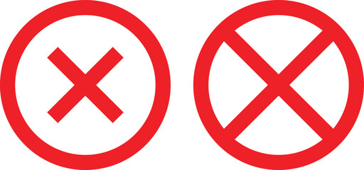 Fototapeta premium Two Cross Symbol in Circle Shape. Restriction Sign Icons. Prohibition Symbol Set.